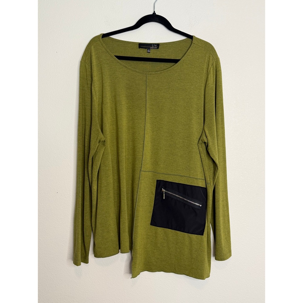 Liv by Habitat Clothes Women's XL Green Asymmetrical Zip Pocket Tunic Top